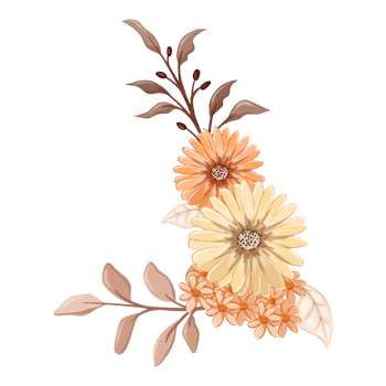 Orange Flower Arrangement with watercolor style png