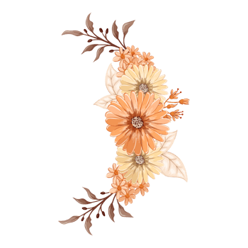 Orange Flower Arrangement with watercolor style png
