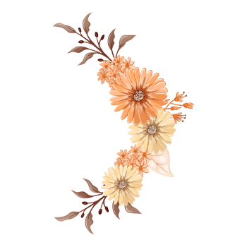 Orange Flower Arrangement with watercolor style png