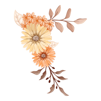Orange Flower Arrangement with watercolor style png