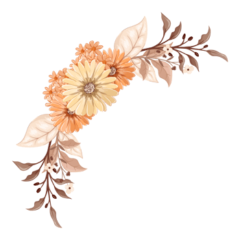 Orange Flower Arrangement with watercolor style png
