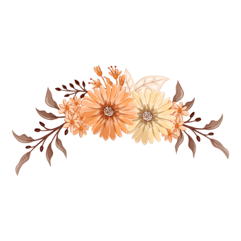 Orange Flower Arrangement with watercolor style png