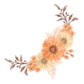 Orange Flower Arrangement with watercolor style png