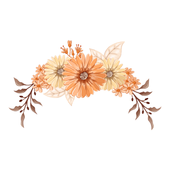 Orange Flower Arrangement with watercolor style png