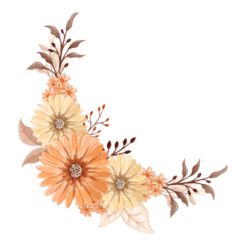 Orange Flower Arrangement with watercolor style png