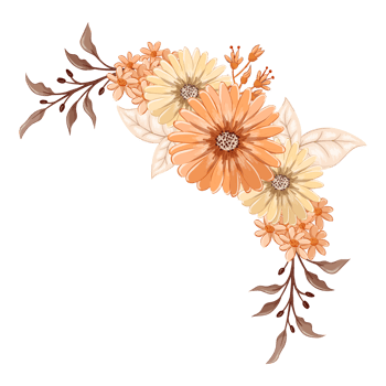 Orange Flower Arrangement with watercolor style png