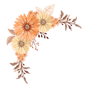 Orange Flower Arrangement with watercolor style png