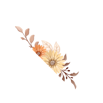 Orange Flower Arrangement with watercolor style png