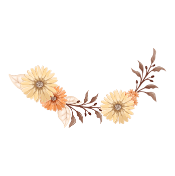 Orange Flower Arrangement with watercolor style png