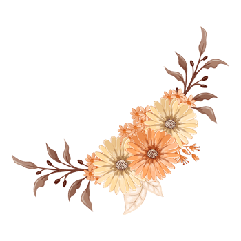 Orange Flower Arrangement with watercolor style png