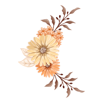 Orange Flower Arrangement with watercolor style png