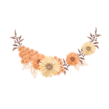 Orange Flower Arrangement with watercolor style png