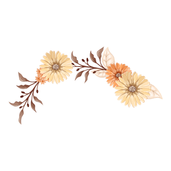 Orange Flower Arrangement with watercolor style png