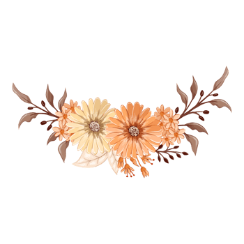 Orange Flower Arrangement with watercolor style png