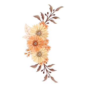 Orange Flower Arrangement with watercolor style png