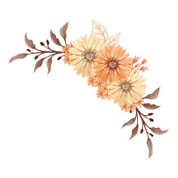 Orange Flower Arrangement with watercolor style png
