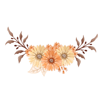 Orange Flower Arrangement with watercolor style png