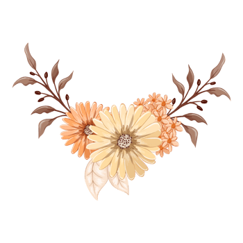 Orange Flower Arrangement with watercolor style png