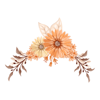 Orange Flower Arrangement with watercolor style png