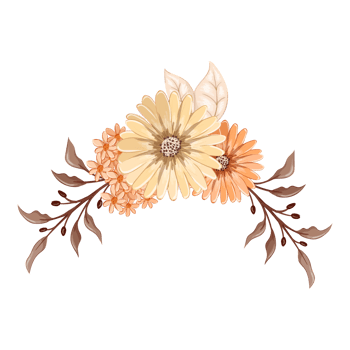 Orange Flower Arrangement with watercolor style png