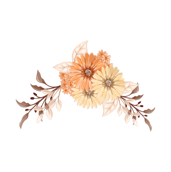 Orange Flower Arrangement with watercolor style png