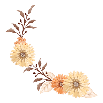 Orange Flower Arrangement with watercolor style png