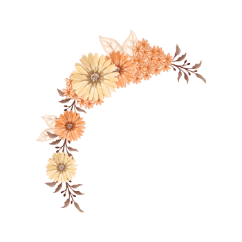 Orange Flower Arrangement with watercolor style png