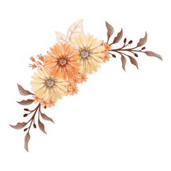 Orange Flower Arrangement with watercolor style png
