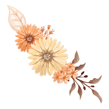 Orange Flower Arrangement with watercolor style png