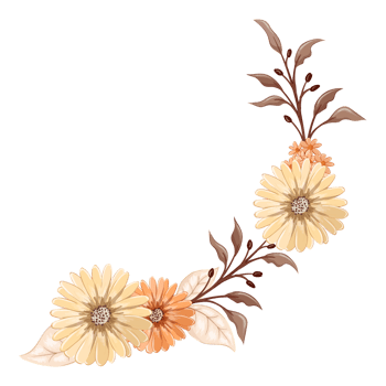 Orange Flower Arrangement with watercolor style png