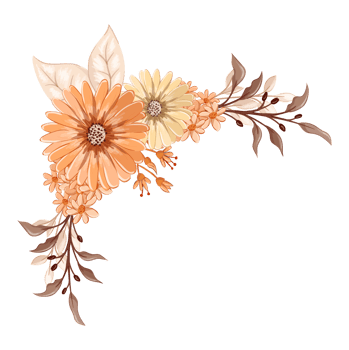 Orange Flower Arrangement with watercolor style png