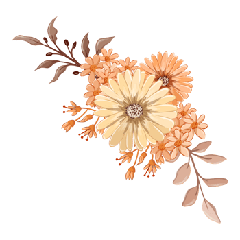 Orange Flower Arrangement with watercolor style png