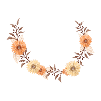 Orange Flower Arrangement with watercolor style png