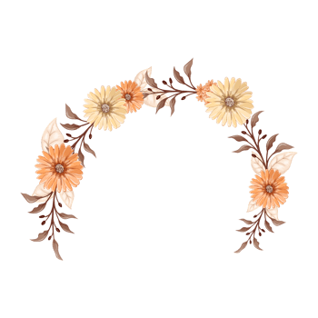 Orange Flower Arrangement with watercolor style png