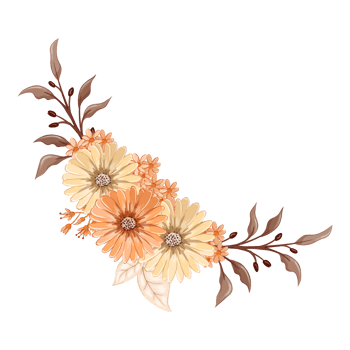 Orange Flower Arrangement with watercolor style png