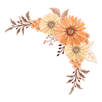 Orange Flower Arrangement with watercolor style png