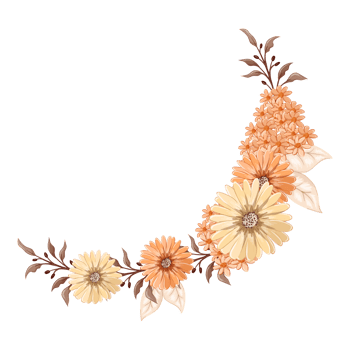Orange Flower Arrangement with watercolor style png