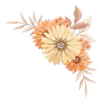 Orange Flower Arrangement with watercolor style png