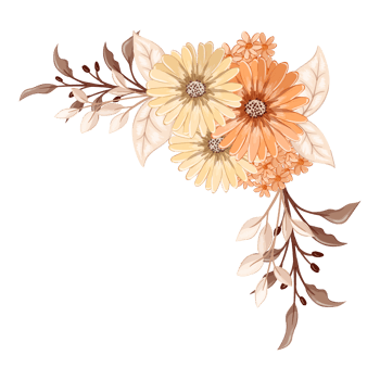 Orange Flower Arrangement with watercolor style png