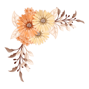 Orange Flower Arrangement with watercolor style png