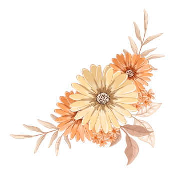 Orange Flower Arrangement with watercolor style png