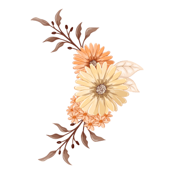 Orange Flower Arrangement with watercolor style png