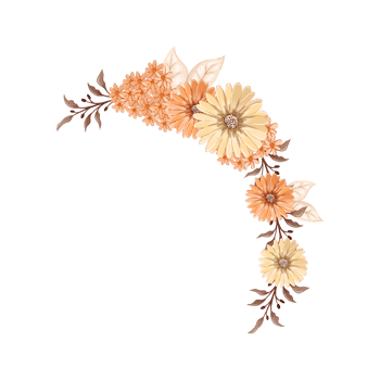 Orange Flower Arrangement with watercolor style png