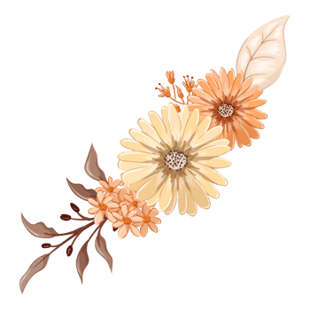 Orange Flower Arrangement with watercolor style png