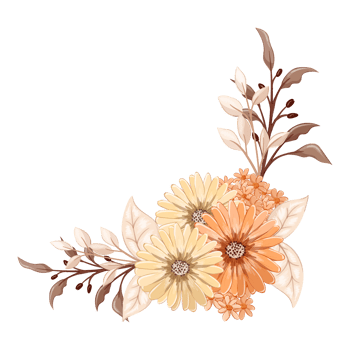 Orange Flower Arrangement with watercolor style png