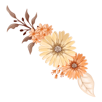 Orange Flower Arrangement with watercolor style png
