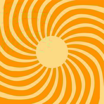 Retro Orange Sun Brust Horizontal vector