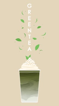 Matcha cup vector. green tea vector. wallpaper. free space for text. symbol. vector