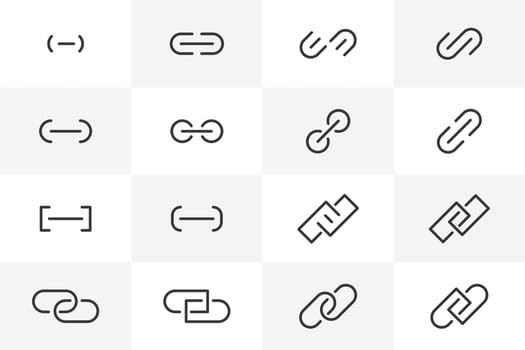 Url link icon set vector. Hyperlink chain website icon bundle vector isolated on white background