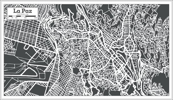 La Paz Bolivia City Map in Retro Style. vector